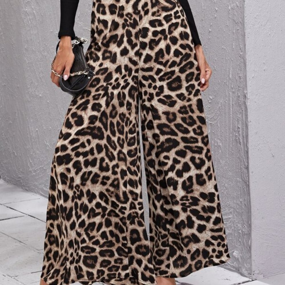 Contemporary Wide Legged Animal Print Pants - Picture 4 of 13